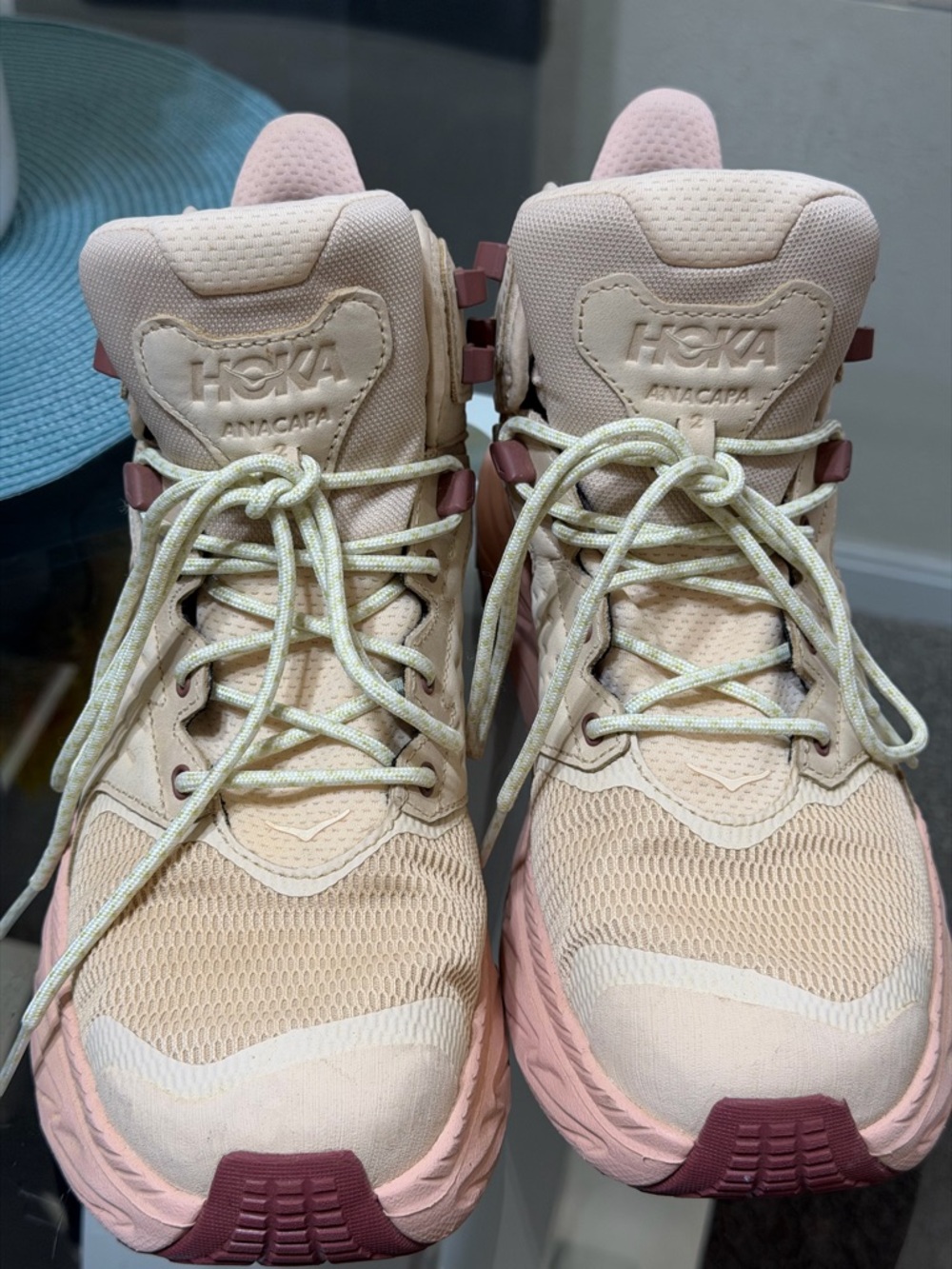 Hoka Trail Hiking Shoes in Beige & Pink - Picture 2 of 5